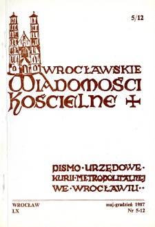 Wrocławskie Wiadomości Kościelne. R. 40 (1987), nr 5/12