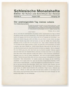 Schlesische Monatshefte : Blätter für Kultur und Schrifttum der Heimat. Jahrgang VIII, August 1931, Nummer 8
