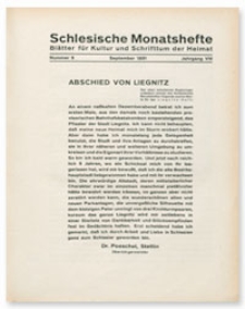 Schlesische Monatshefte : Blätter für Kultur und Schrifttum der Heimat. Jahrgang VIII, September 1931, Nummer 9