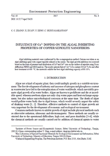 Influence of Ce3+ doping on the algal inhibiting properties of copper/sepiolite nanofibers