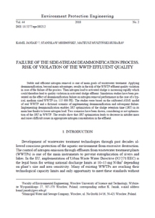 Failure of the side-stream deammonification process. Risk of violation of the WWTP effluent quality