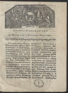 Gazeta Warszawska. R. 1780 Nr 2