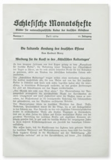 Schlesische Monatshefte : Blätter für Nationalsozialistische Kultur des Deutschen Südostens. 11. Jahrgang, Juli 1934, Nummer 7