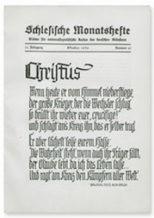 Schlesische Monatshefte : Blätter für Nationalsozialistische Kultur des Deutschen Südostens. 11. Jahrgang, Oktober 1934, Nummer 10