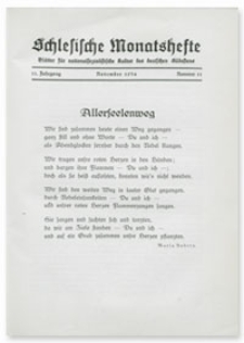 Schlesische Monatshefte : Blätter für Nationalsozialistische Kultur des Deutschen Südostens. 11. Jahrgang, November 1934, Nummer 11