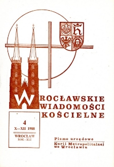 Wrocławskie Wiadomości Kościelne. R. 41 (1988), nr 4