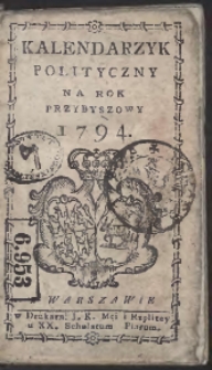 Kalendarzyk Polityczny Na Rok [...] 1794