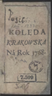 Kolęda Krakowska Na Rok 1768