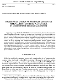 Modelling of carbon and nitrogen compounds removal from domestic wastewater in a modernized biological reactor