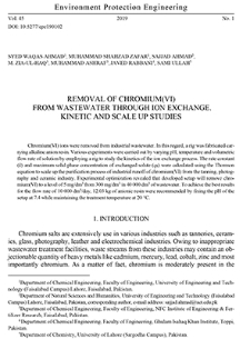 Removal of chromium(VI) from wastewater through ion exchange. Kinetic and scale up studies