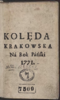 Kolęda Krakowska Na Rok 1771