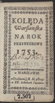 Kolęda Warszawska Na Rok […] 1753
