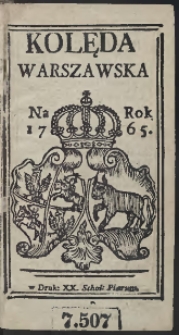 Kolęda Warszawska Na Rok 1765
