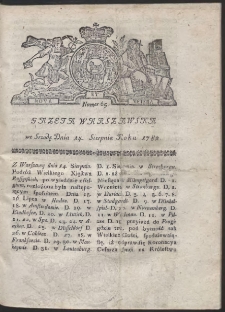 Gazeta Warszawska. R.1782 Nr 65