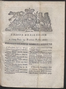 Gazeta Warszawska. R.1782 Nr 74