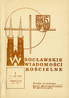 Wrocławskie Wiadomości Kościelne. R. 44 (1991), nr 1