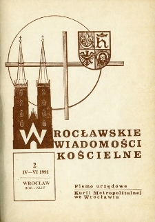 Wrocławskie Wiadomości Kościelne. R. 44 (1991), nr 2