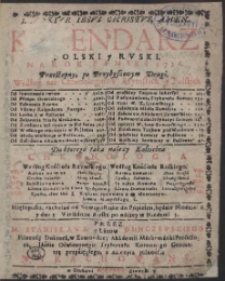 Kalendarz Polski y Rvski Na Rok […] 1736 […] / Przez […] Stanisława z Łazów Dvnczewskiego […] Wyrachowany