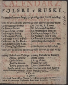 Kalendarz Polski y Ruski Na Rok […] 1771 […] / Przez […] Stanisława z Łazów Dunczewskiego […] Wyrachowany