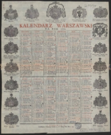 Kalendarz Warszawski Na Rok 1773