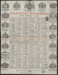 Kalendarz Warszawski Na Rok 1776