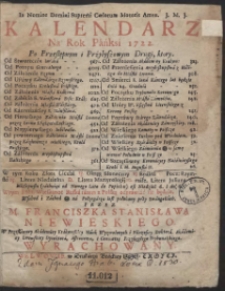 Kalendarz Na Rok Páńksi 1722. […]