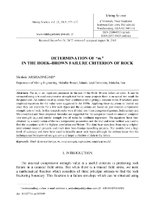 Determination of "mi" in the Hoek-Brown failure criterion of rock