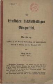Die käuflichen stickstoffhaltigen Düngemittel : Vortrag gehalten in der General-Versammlung des Landwirthschafts-Vereins zu Bremen, am 21. November 1870