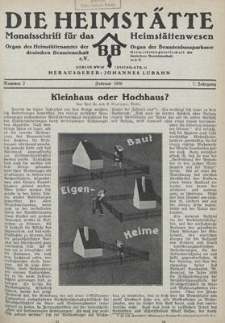 Die Heimstätte : Monatsschrift für das Heimstättenwesen. 7. Jahrgang, Februar 1930, Nummer 2