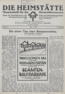 Die Heimstätte : Monatsschrift für das Heimstättenwesen. 7. Jahrgang, Juni 1930, Nummer 6