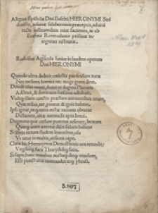 Aliquot Epistolae Divi Eusebii Hieronymi Stridone[n]sis [...] ab Erasmo Roterodamo pristinae integritati restitutae