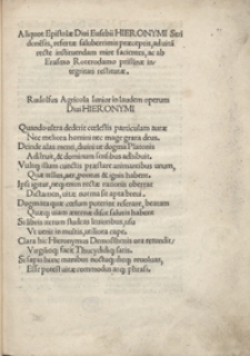 Aliquot Epistolae Divi Eusebii Hieronymi Stridone[n]sis [...] ab Erasmo Roterodamo pristinae integritati restitutae