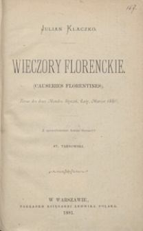 Wieczory florenckie = (Causeries florentines)