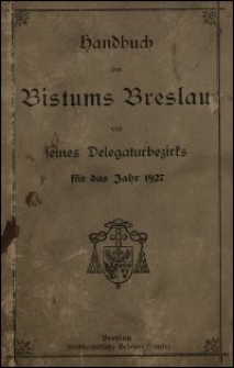 Handbuch des Bistums Breslau und seines Delegaturbezirks für das Jahr 1927