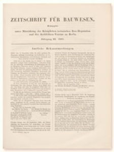 Zeitschrift für Bauwesen, Jr. XI, 1861, H. [1]