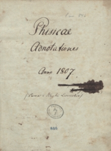 Physicae adnotationes anno 1807