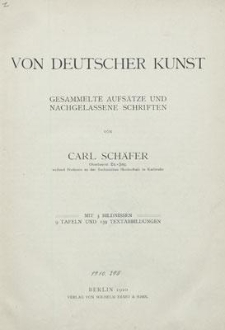 Von deutscher Kunst : gesammelte Aufsätze und nachgelassene Schriften