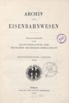 Archiv für Eisenbahnwesen, 53 Jahrgang, 1930