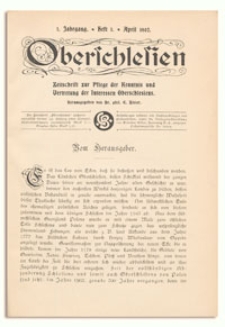 Oberschlesien. Zeitschrift zur Pflege der Kenntnis und Vertretung der Interessen Oberschlesiens. 1. Jahrgang, April 1902, Heft 1