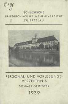 Personal- und Vorlesungs-Verzeichnis : Sommer-Semester 1939