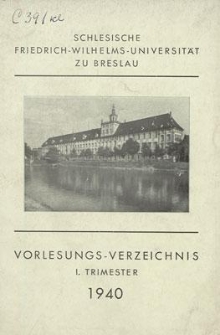 Vorlesungs-Verzeichnis : I. Trimester 1940