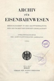 Archiv für Eisenbahnwesen, 58 Jahrgang, 1935