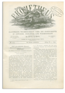Prometheus : Illustrirte Wochenschrift über die Fortschritte in Gewerbe, Industrie und Wissenschaft. 3. Jahrgang, 1891, Nr 115