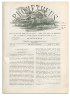 Prometheus : Illustrirte Wochenschrift über die Fortschritte in Gewerbe, Industrie und Wissenschaft. 3. Jahrgang, 1892, Nr 119