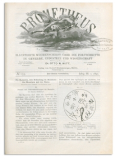 Prometheus : Illustrirte Wochenschrift über die Fortschritte in Gewerbe, Industrie und Wissenschaft. 3. Jahrgang, 1892, Nr 133