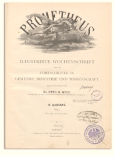 Prometheus : Illustrirte Wochenschrift über die Fortschritte in Gewerbe, Industrie und Wissenschaft. 4. Jahrgang, 1892, Nr 157