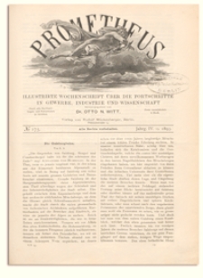 Prometheus : Illustrirte Wochenschrift über die Fortschritte in Gewerbe, Industrie und Wissenschaft. 4. Jahrgang, 1893, Nr 175