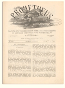 Prometheus : Illustrirte Wochenschrift über die Fortschritte in Gewerbe, Industrie und Wissenschaft. 4. Jahrgang, 1893, Nr 187