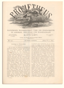 Prometheus : Illustrirte Wochenschrift über die Fortschritte in Gewerbe, Industrie und Wissenschaft. 4. Jahrgang, 1893, Nr 197